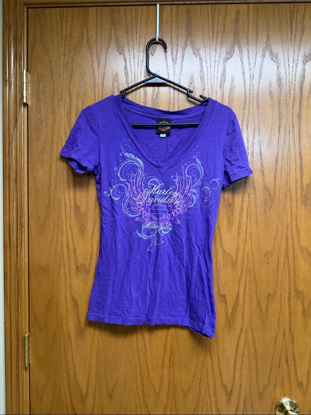 Harley-Davidson Purple V-Neck Wing Graphic Tee